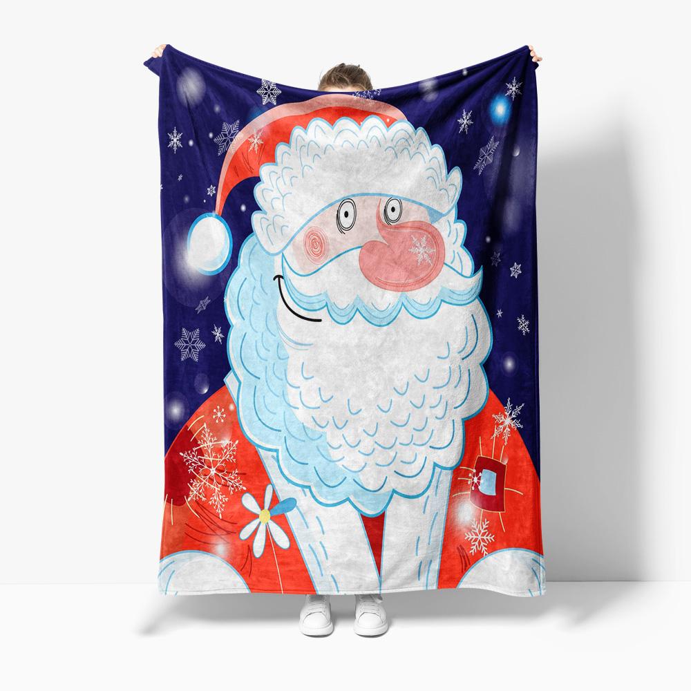 TU Fluffy Santa Blanket Soft Throw Cozy Christmas Gift Holiday Decor Festive Home Decor Reindeer Elk Winter Warm Plush Bedding