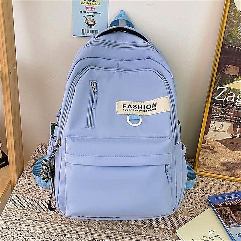 Solid Color Trendy Simple and Versatile College Students Backpack Large Capacity Travel Leisure Backpack