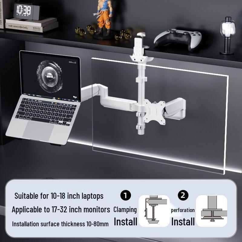 Dual Screen Laptop & Monitor Arm with Height Adjustability
