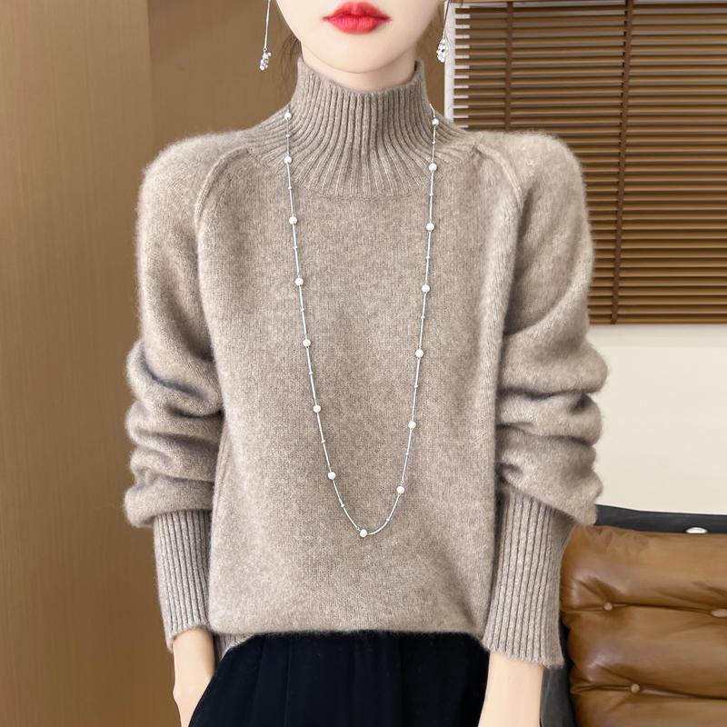 Women Sweater 100% Wool MODERN NEW SAGA Turtleneck Knit Pullover Thick Winter Jumpers Female Knit Tops