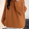 Autumn Winter Women's Cream Yellow Sweater Loose Slimming Lazy Style Outer Wear Knit Crew Neck Pullover Top