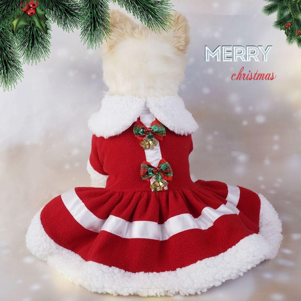 Soft Dog Winter Clothes Breathable Cats Christmas Dress Pet Outfit Santa Claus Dog Skirt  Xmas