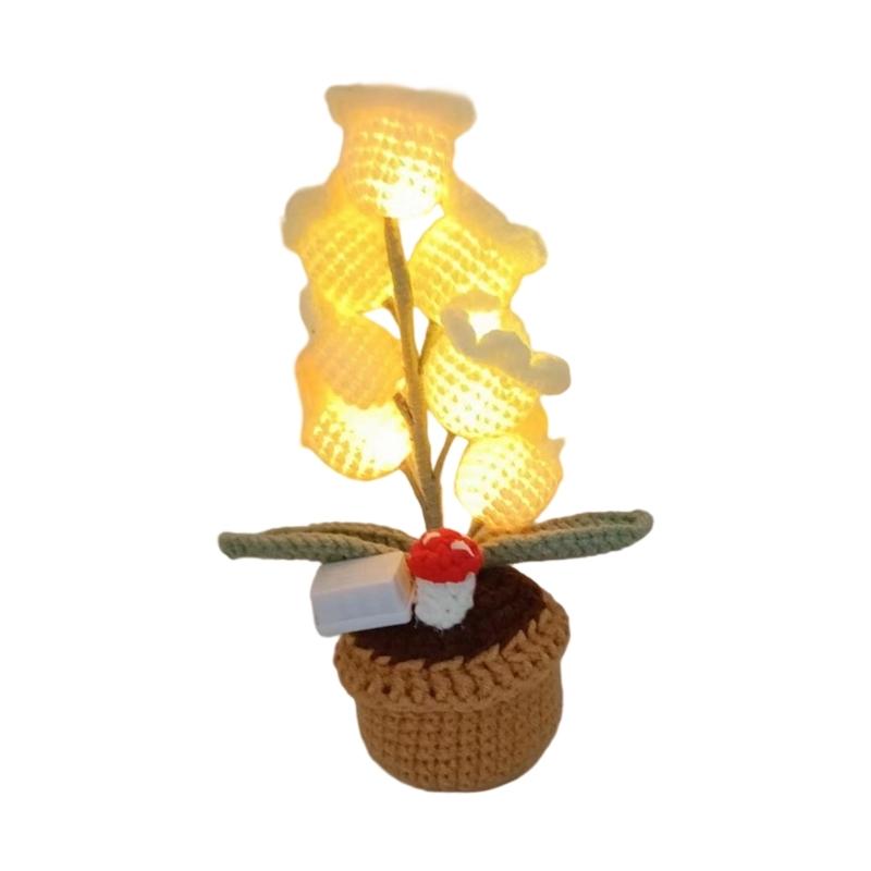 Versatiles Home Accent Crochet Valley Potted Plant LED Night Lights Suitable for Living Room or Stable