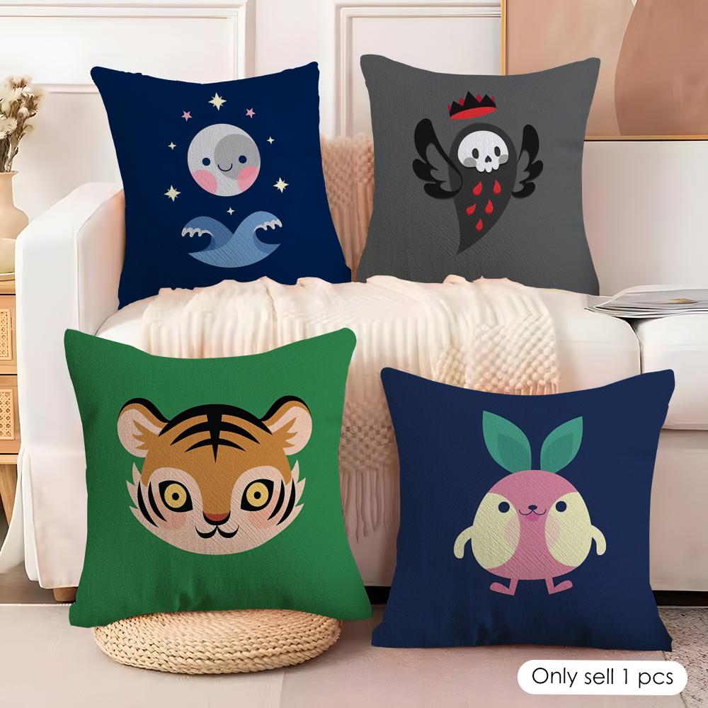 Cute Animal Cushion Cover Soft Plush Fabric DoubleSided Printed Cushion Covers for All Seasons Modern Home Decor