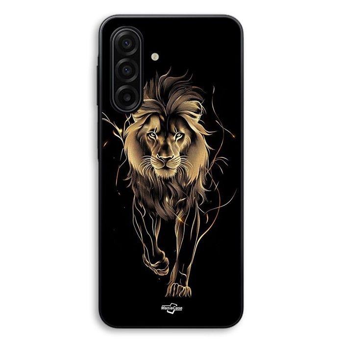 Coque Pour Samsung Galaxy A57 Lion marche de l'âme avec aura Maniacase noir