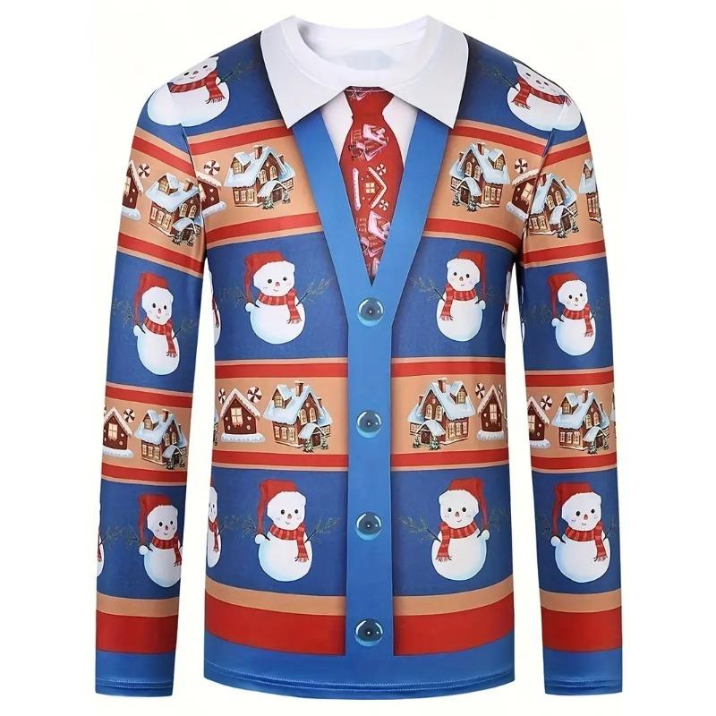 Christmas Series Man T Shirts 3D Funny Harajuku Printed Fashion Long Sleeve Round Neck Clothing For Men Casual Tops T-shirt
