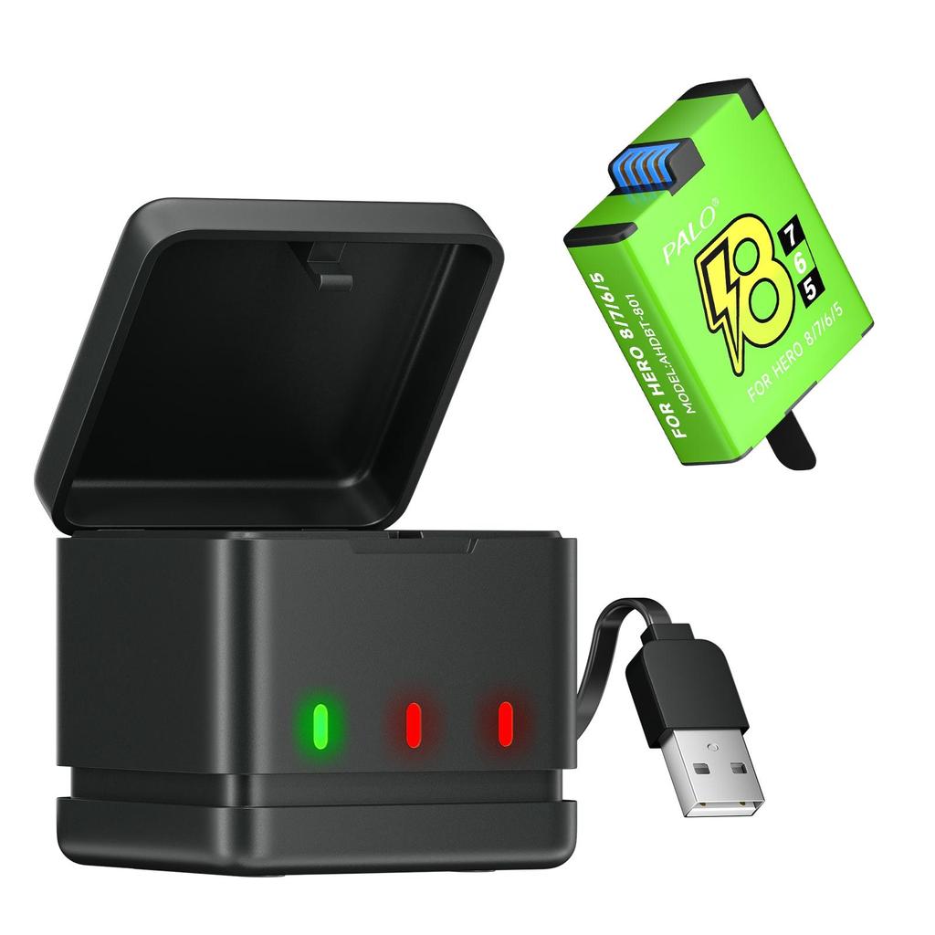 PALO 1800mAh Battery For GoPro Hero 8 7 6 5 Li-ion Battery Pack Motion Camera Battery Storage for GoPro Hero8 Rechargeable Batteries