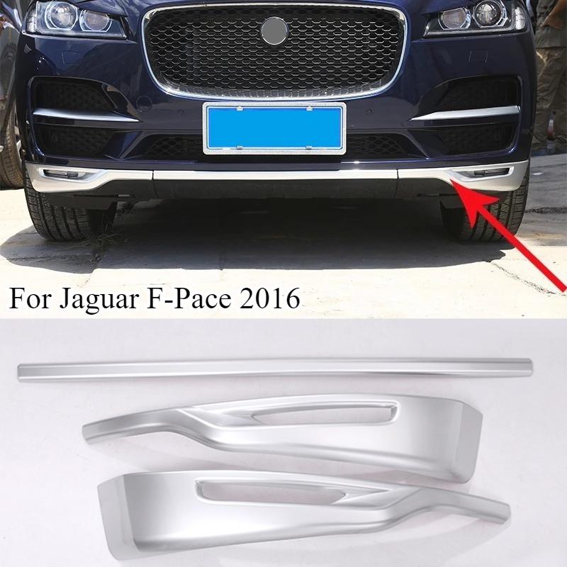 

For Jaguar F-Pace F Pace Prestige Premium 2016 2017 2018 Car-styling ABS Chrome Car Front Grill Bumper Cover Trim Set of 3pcs серебряный