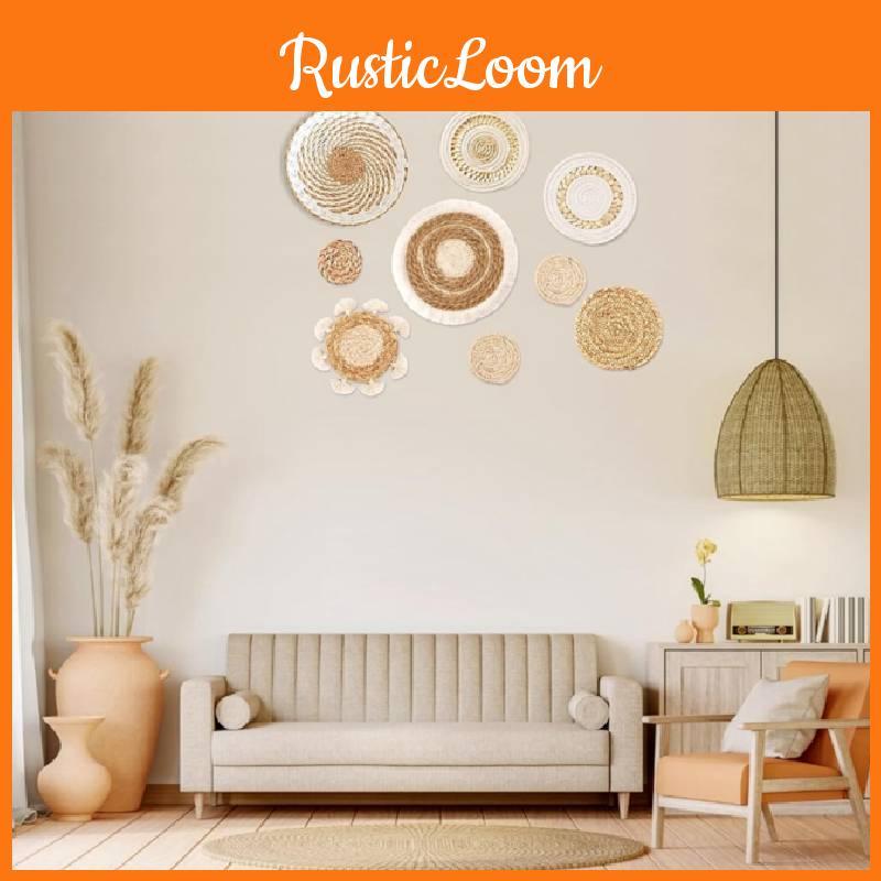 Coaster Basket Boho Set Hanging Woven Wall Decor Handmade Pendant Decoration