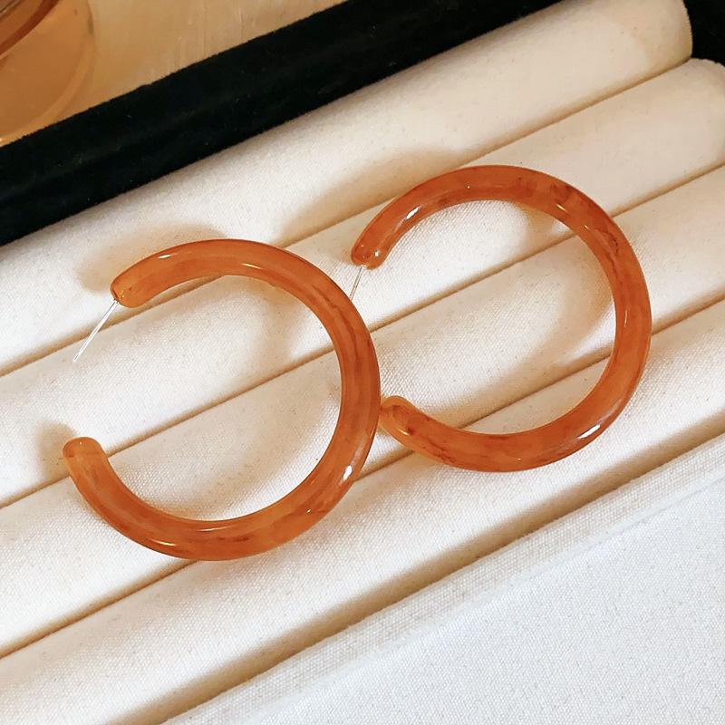 Retro Coffee Leopard Print Silver Needle Stud Earrings - Stylish High-End Design