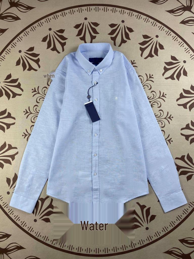 RL Ralph Lauren Dámské lněné polo tričko s logem Little Pony - Dlouhý rukáv, Vyšívané, Ochrana proti slunci, Jaro/Podzim.