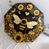 Bee Flower  Pattern, Automatic Folding Umbrella, Portable and Foldable Design, 8 Ribs, a Christmas or Birthday Gift.