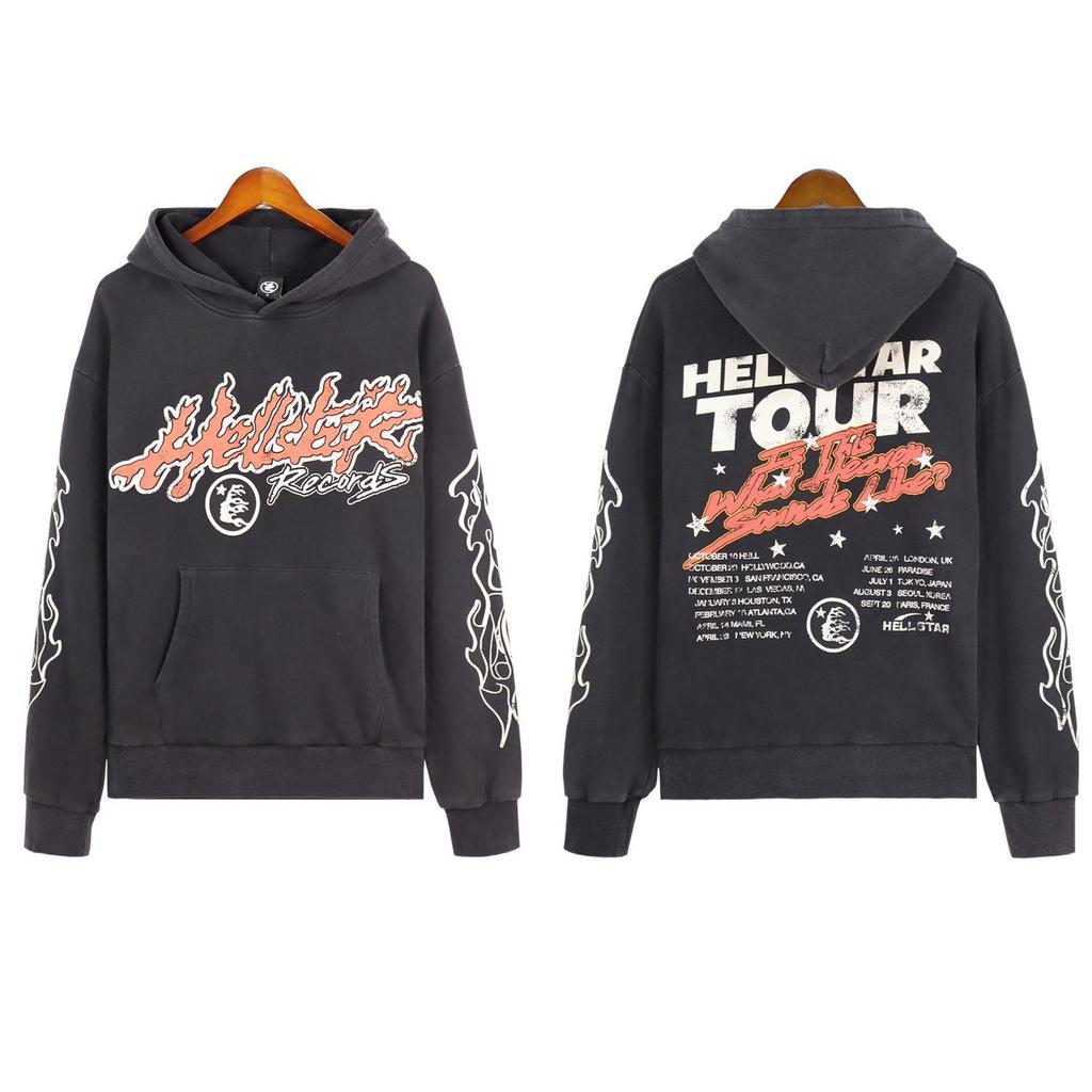 Unisex Retro Distressed Letter Print Hoodie für Herbst/Winter