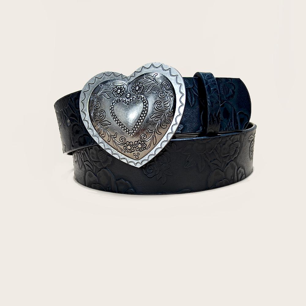 Retro liefdesgesp PU Leer riem Voor Vrouwen mode vrije tijd geschikt voor dagelijkse woon-werkverkeer Westerse Cowboy Punk Jeans Tailleband black