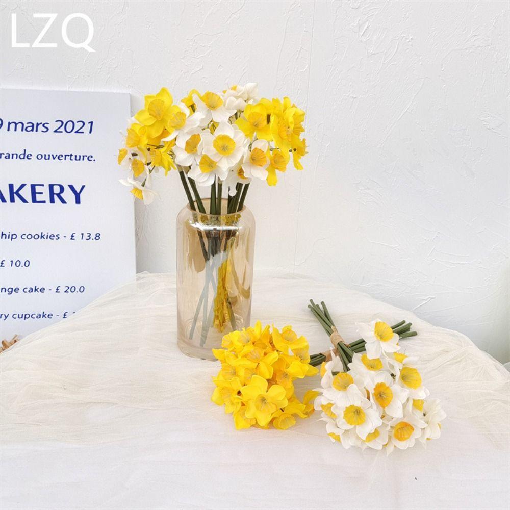 6 ST/Bunt Vacker Bukett med Konstgjorda Påskliljor Heminredning Falsk Blomma