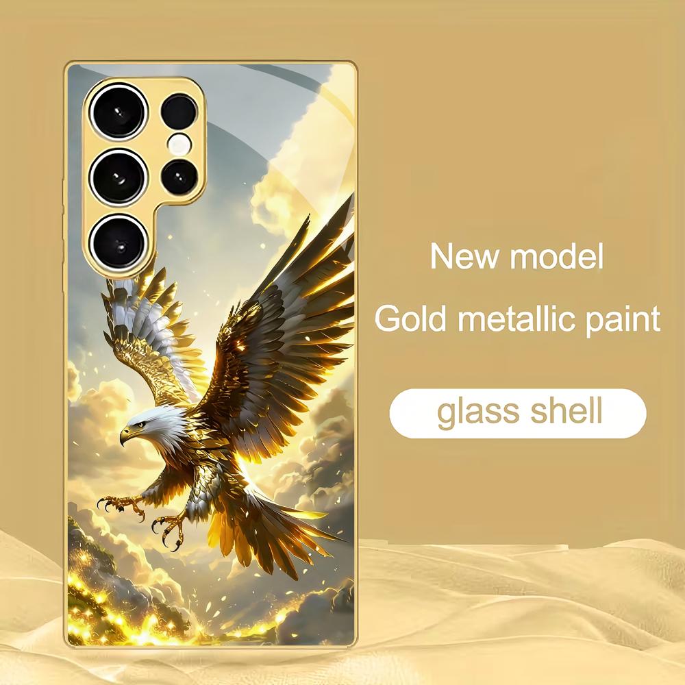 

Eagle electroplated glass phone case suitable for Samsung Galaxy S26 S25 S24 S23 S22 S20 FE/Ultra/Plus5G anti drop back cover GalaxyS25