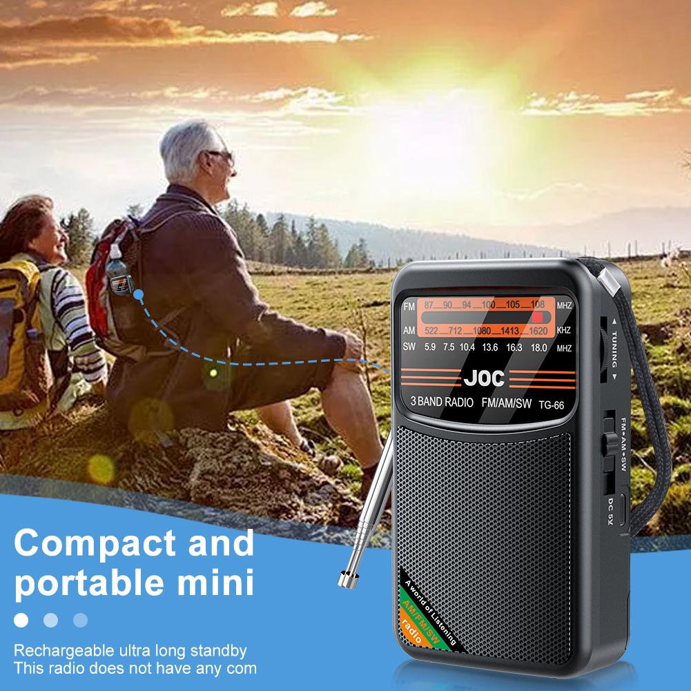 Emergency Pocket Radio FM AM SW Radio Built-in Speaker Pointer Pocket Radio Support Auto Search with HD Display Screen for Elder