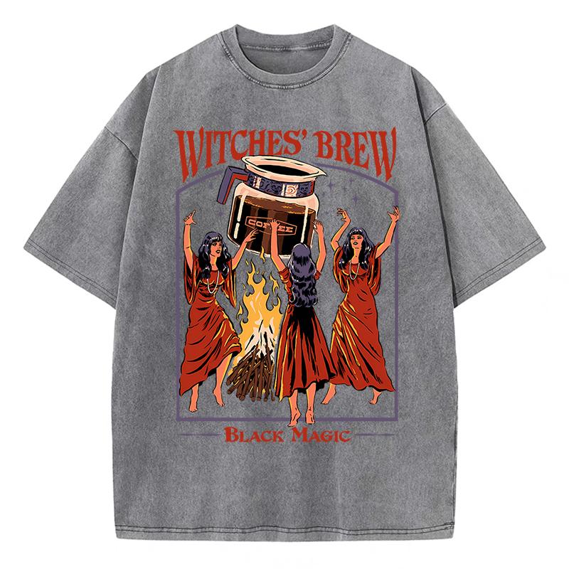 Witches Brew Kaffe Svart Magi Vasket Retro Snø Herre T-skjorte Sommerklær Casual Tee Klær T-skjorte Bomull Pustende Topper