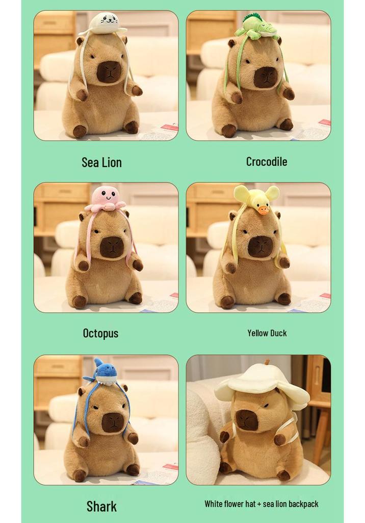 Capybara Plush Toy Hat Backpack - Adorable Gift for Girls