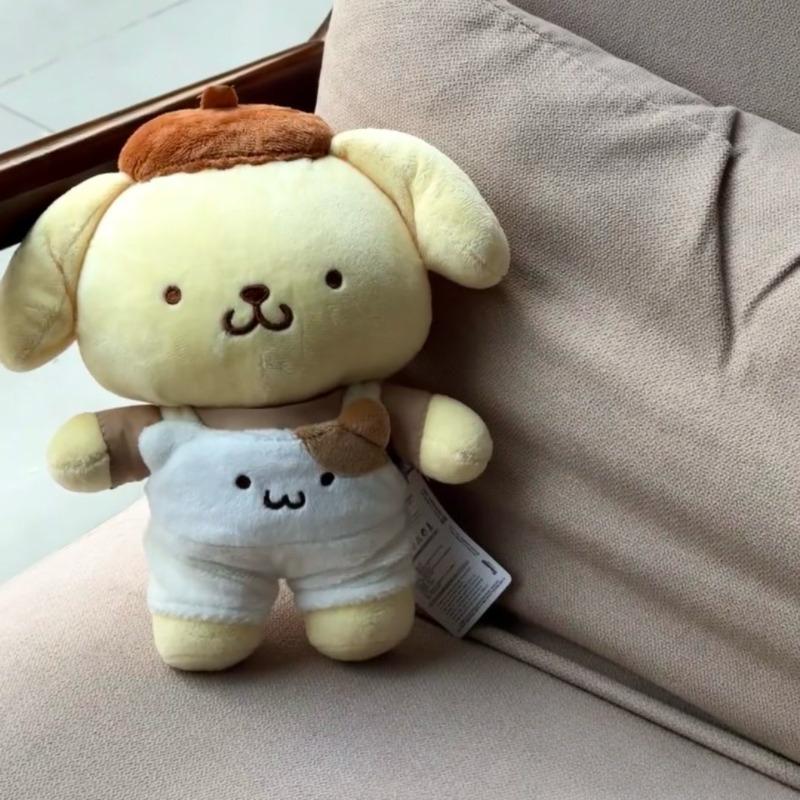 25cm Cartoon Pompompurin best Friends Overalls Series Plush Doll Pudding Dog cute Soft Stuff Doll Toy Room Decor Birthday Gifts