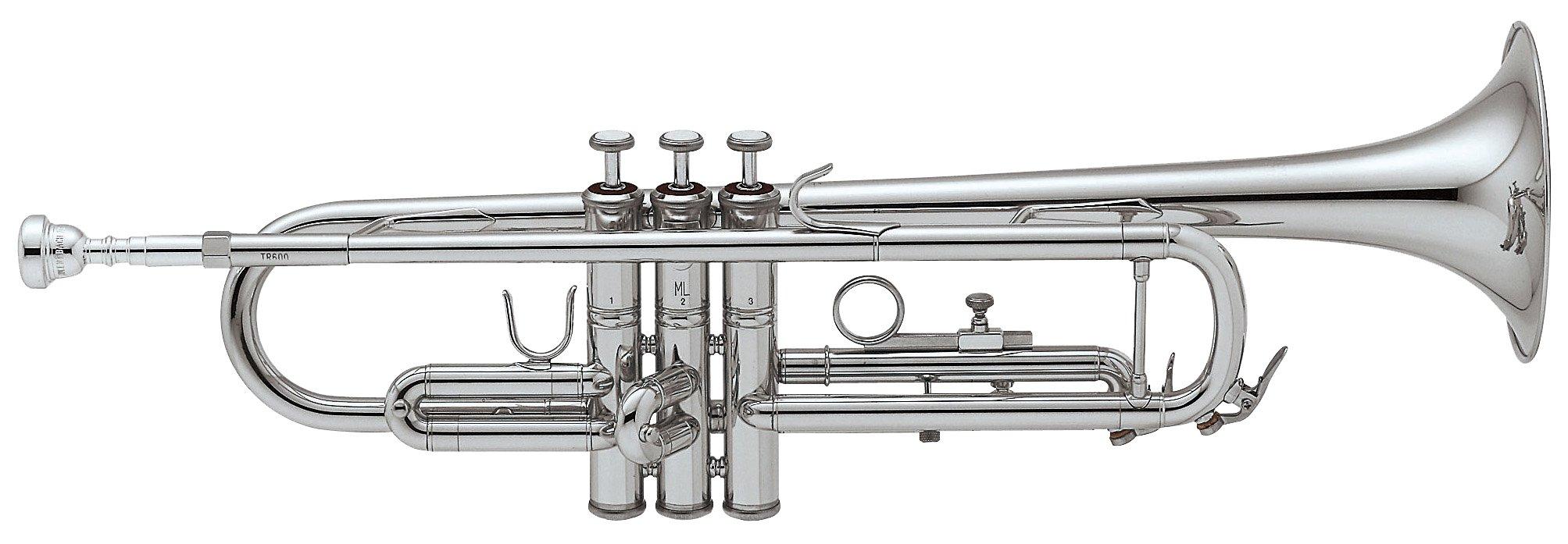 

Back Bach Trumpet TR600 finish Comes with special case B Silver-plated