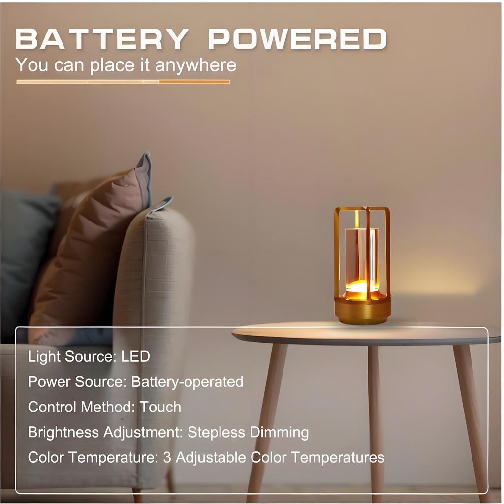 Rechargeable Cordless Table Lamp | 3-Way Dimmable Lighting & Touch Control | for Bedroom, Living Room & Outdoor Use