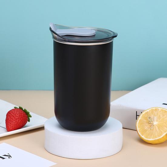 Water Cup 300ml Ergonomic Milk Cup Comfortable Grip Double-Layer Coffee Cup Tooth Brushing Cup Mouthwash Cup Multifunctional Mixing Cup