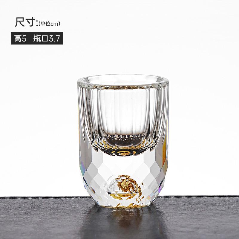 Creative Crystal Baijiu Cup High-Grade Jinshan Cup Gold Foil Baijiu Cup Household One-Bite Cup Set Wine Set Gift Box Packaging