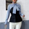 Women's Fashion Casual Spring Autumn Stripe Print Long Sleeve Blouses  Shirts