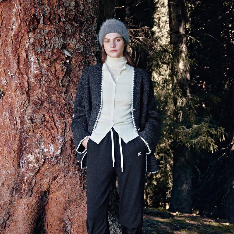 

MO&Co. Пальто из смесовой шерсти контрастного цвета с V-образным вырезом M (165)