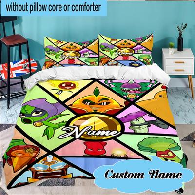 Custom Name 3PCS Zombies Team-Up Bedding Set Including 1pc Duvet Cover And 2pcs Pillowcases for Bedroom, Dormitory Gift Home Decor