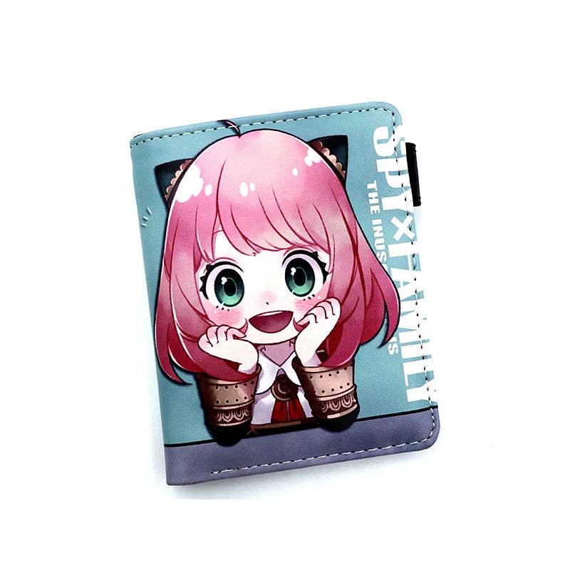 Anime Loid Anya Forger Yor PU Short Folding Wallet Coin Purse with Interior Zipper Pocket