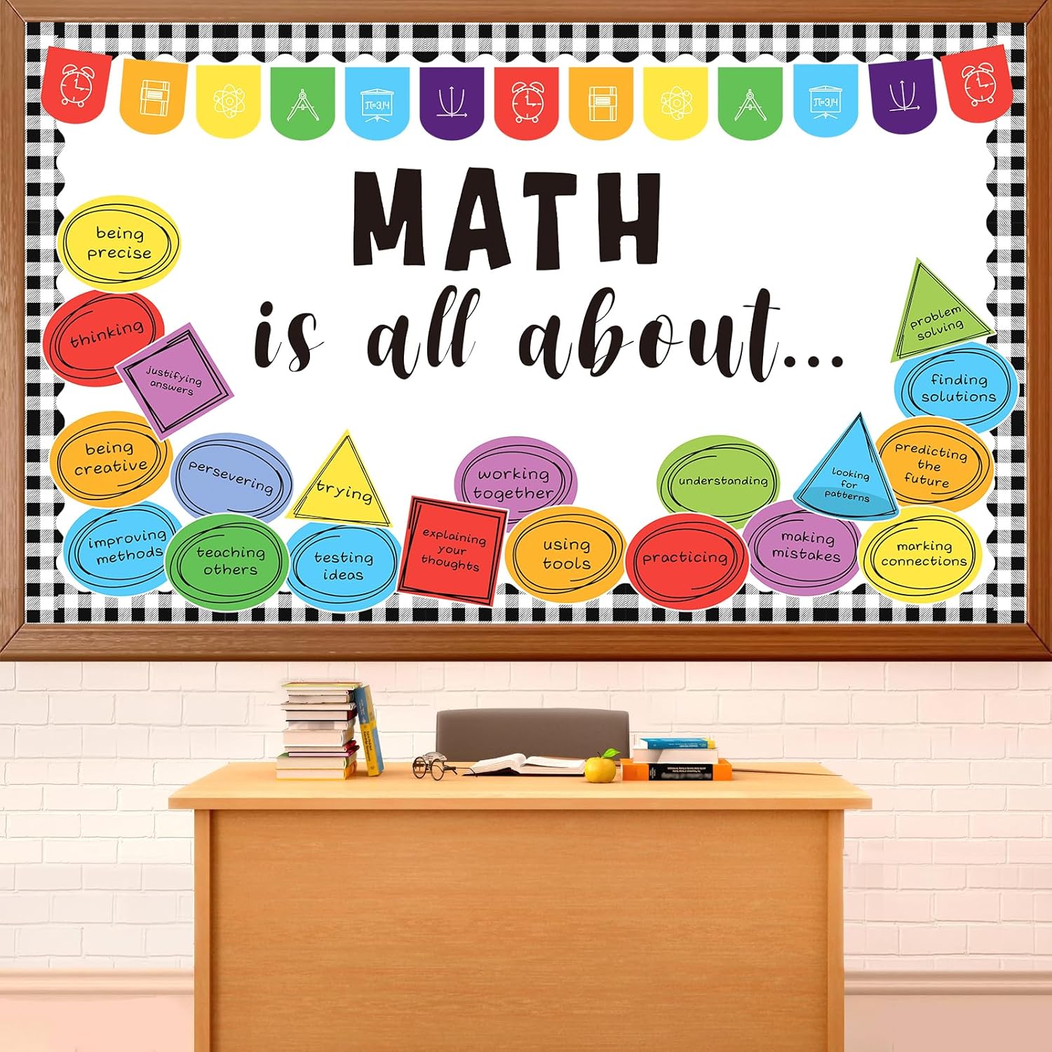 Math Bulletin Board Set Classroom Decoration Math is All About Paper Cutouts with Border Mathematics Bulletin Board for Back to School Educational