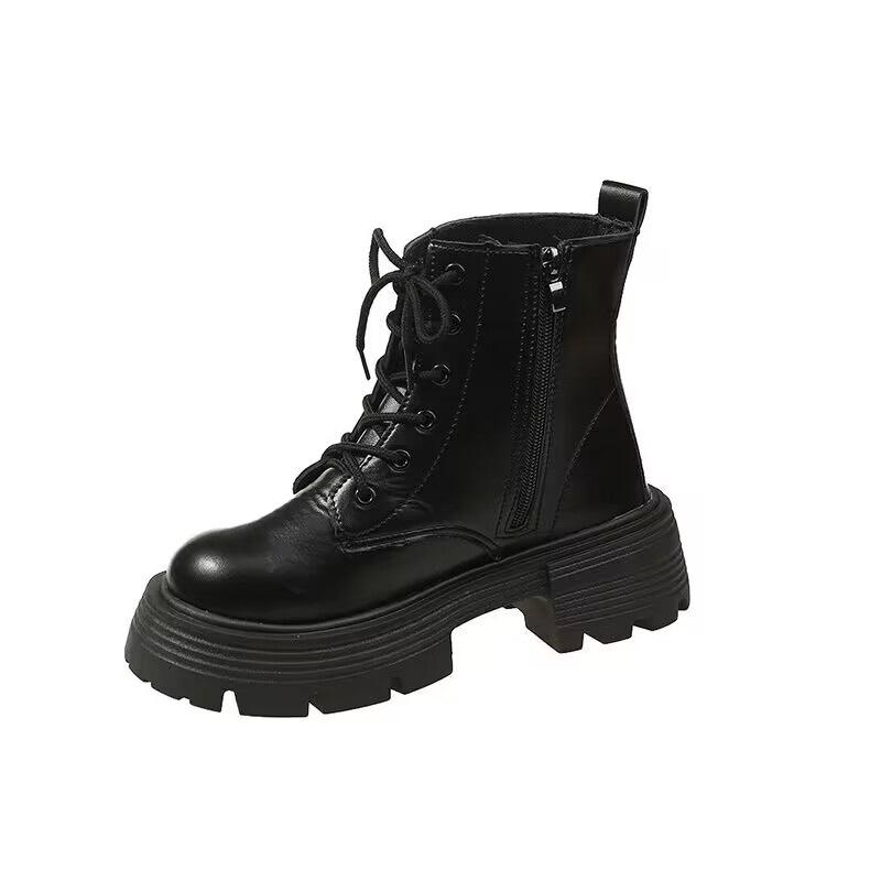 Martin boots women's 2025 autumn and winter new platform British style boots retro round head thick heel lace-up zipper short boots