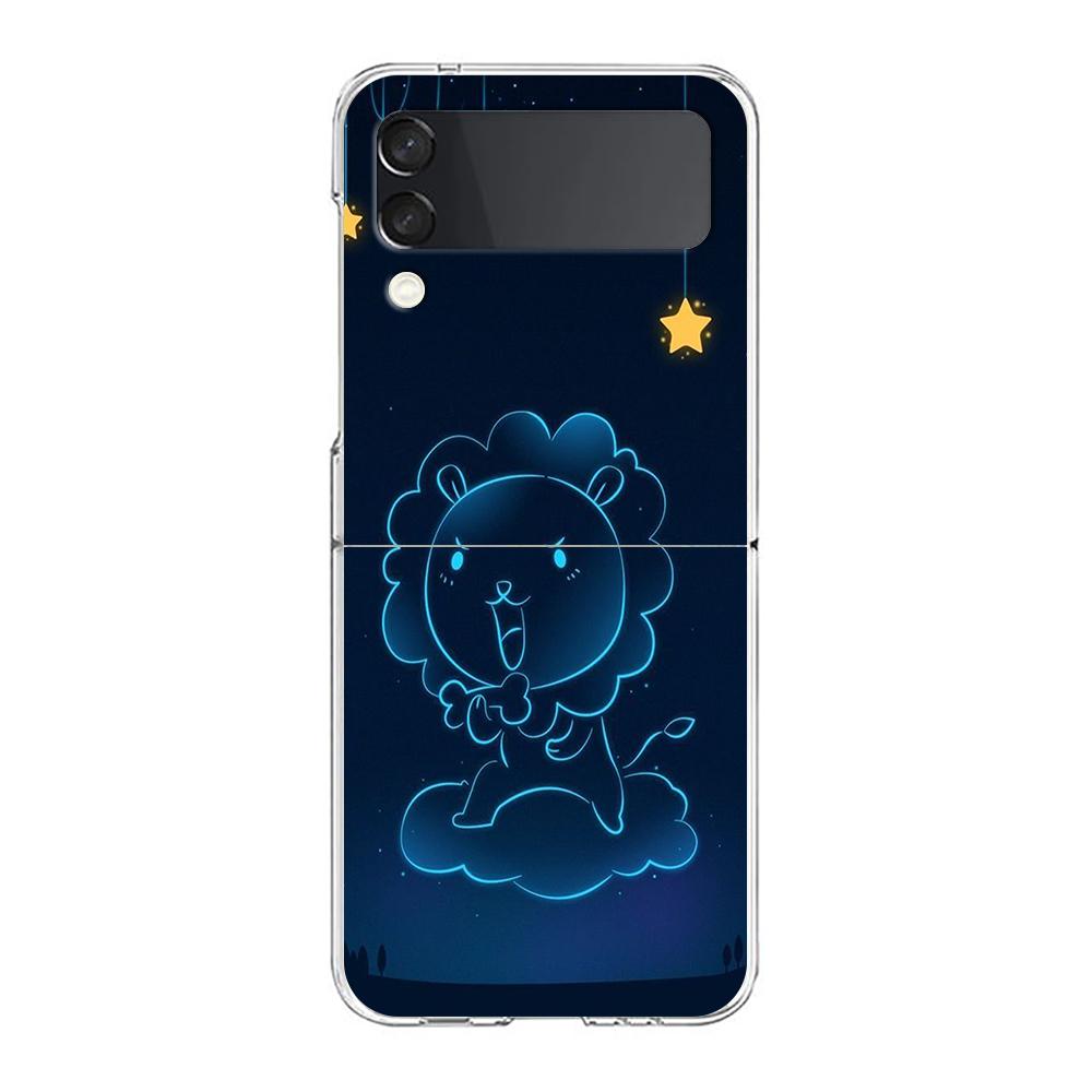

Phone Cover For Samsung Galaxy Z Flip 6 5 4 Case Transparent For Samsung Z Flip 3 Hard PC Foldable Shell Cartoon Constellation Z Flip 5