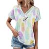 Summer Tops For Women Floral Pattern For Women V-Neck Short Sleeve Comfy Womens Tops Oversized Tshirts