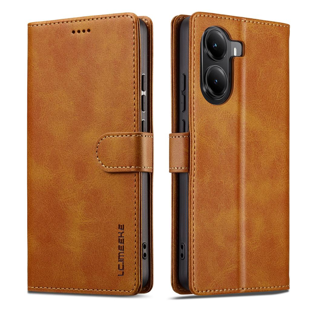 LC.IMEEKE For Xiaomi Poco X7 Pro 5G Case Calf Texture PU Leather Stand Wallet Phone Cover