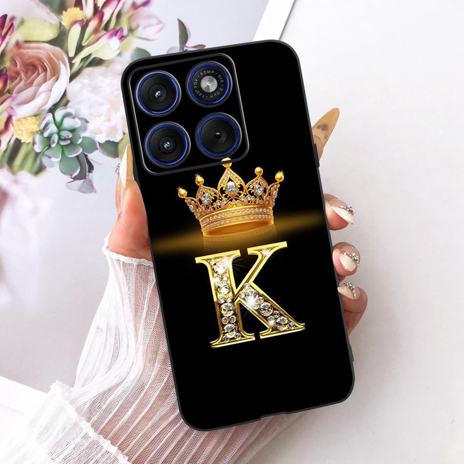 For Motorola Edge 70 Fashion Crown Letter Phone Case For Motorola Moto X70 Air Edge70 5G XT2601-2 Black Silicone Soft Cases