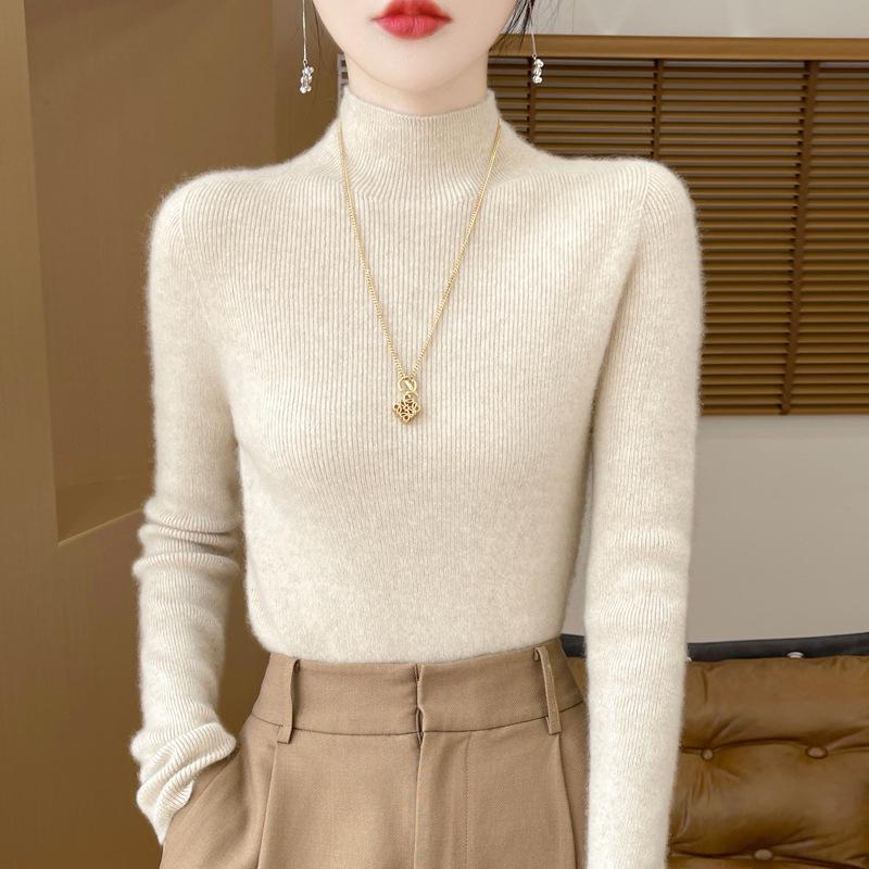

Women s High Neck Slim Fit Faux Wool Sweater - Stretchy Knit Base Layer for Fall/Winter 160(M)