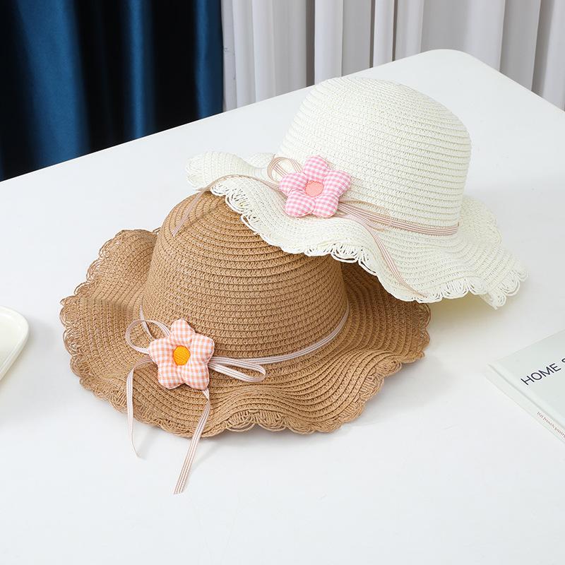 New 2 Pcs Summertime Children Straw Hat and Shoulder Bag Girls Outdoor Flowers Beach Cap Cute Travel Beach Sun Hat Crossbody Bag