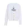 Women's Saturn Embroidery Slim Fit Long Sleeve Linen Cardigan - Versatile Spring/Autumn Knitwear