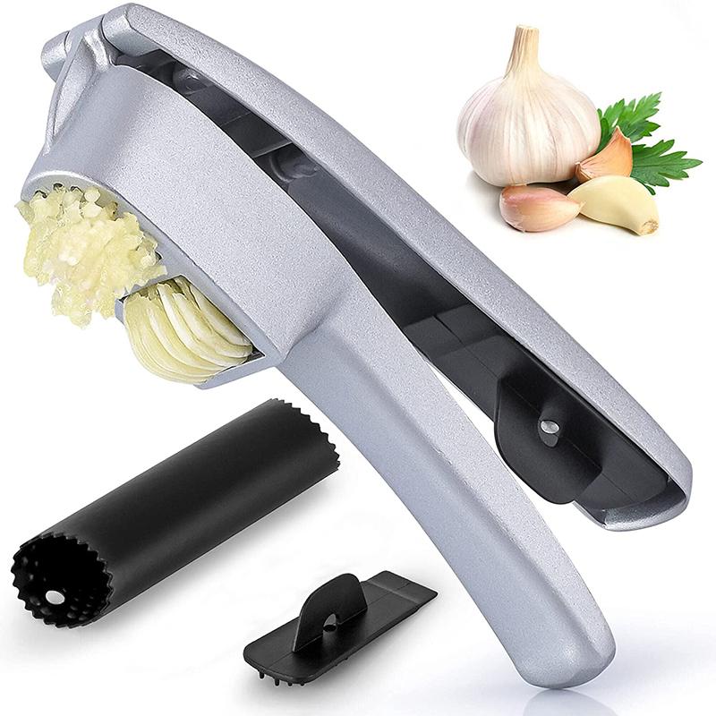 Garlic Press Slicer Aluminum Alloy Garlic Crusher Mincer Manual Presser Dual-Function Garlic Tools Kitchen Gadget Accessories