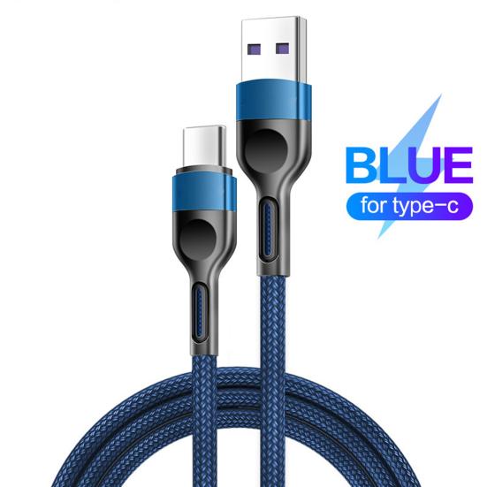 Data Cable Braided 5A Type-C Mobile Fast Charging Phone Data Cord Charger Wire