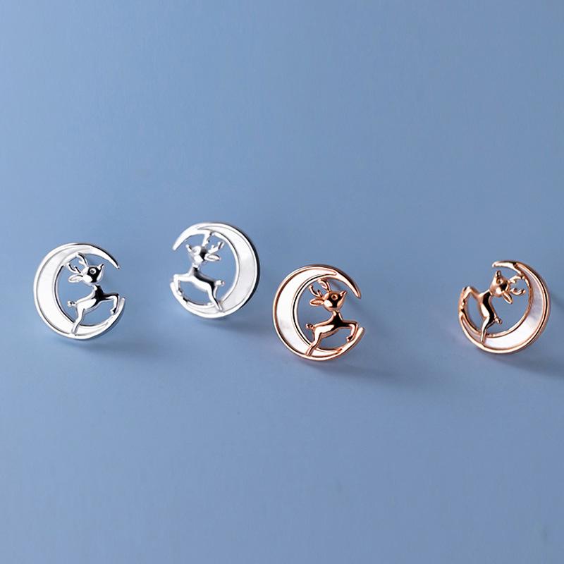 2025 Trendy Moon & Reindeer Christmas Stud Earrings: Cute, Fresh Style