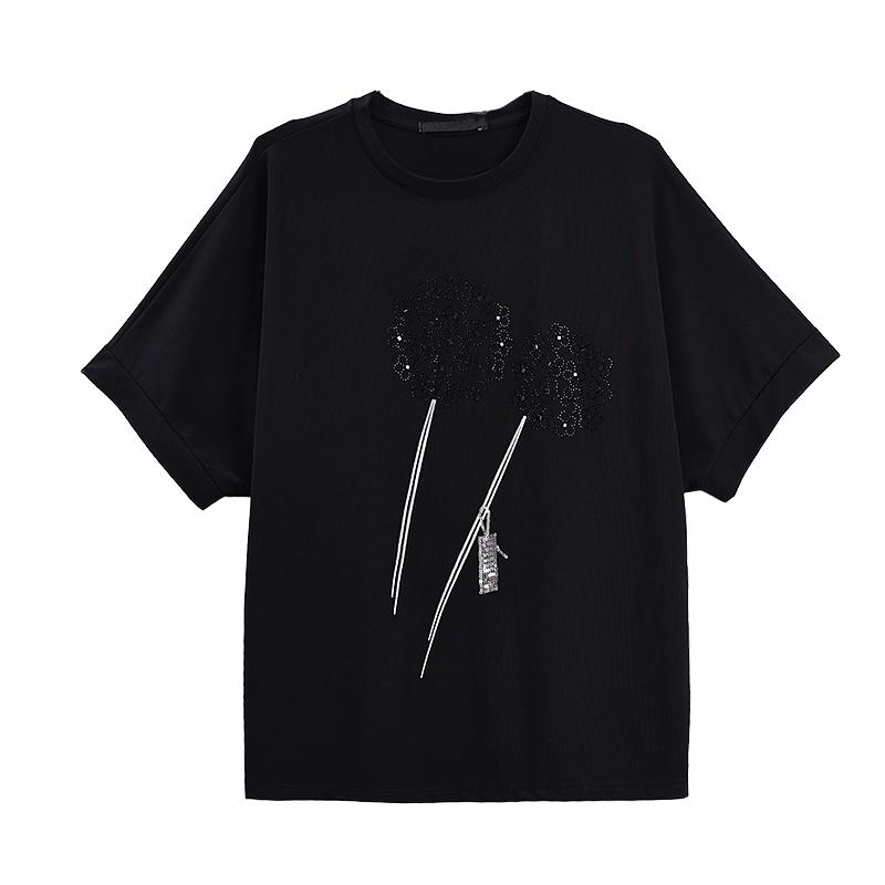 DIMANAF 2025 Summer Plus Size Oversized O-Neck T-Shirt Women Loose Tops Tees Fashion Casual New Shirt