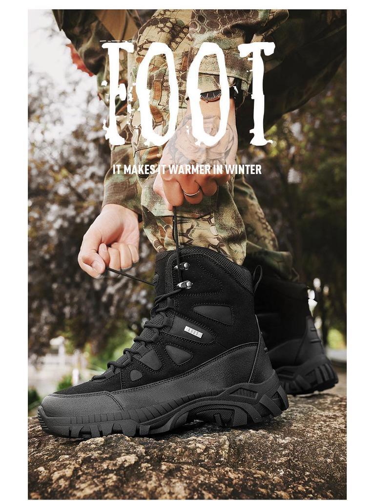 Men's Breathable Non-Slip High-Top Tactical Hiking Boots - Large Size, Wear-Resistant, Outdoor Field Combat Footwear