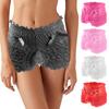 Men Sexy High Waist Underwear Mesh Lace Shorts Panties with Bowknot Decor Solid Color High