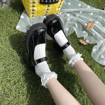 Lolita Schuhe Damen Japanische Schuhe Damen Vintage Mädchen Studenten Uniform High Heel Plateauschuhe Cosplay Übergröße