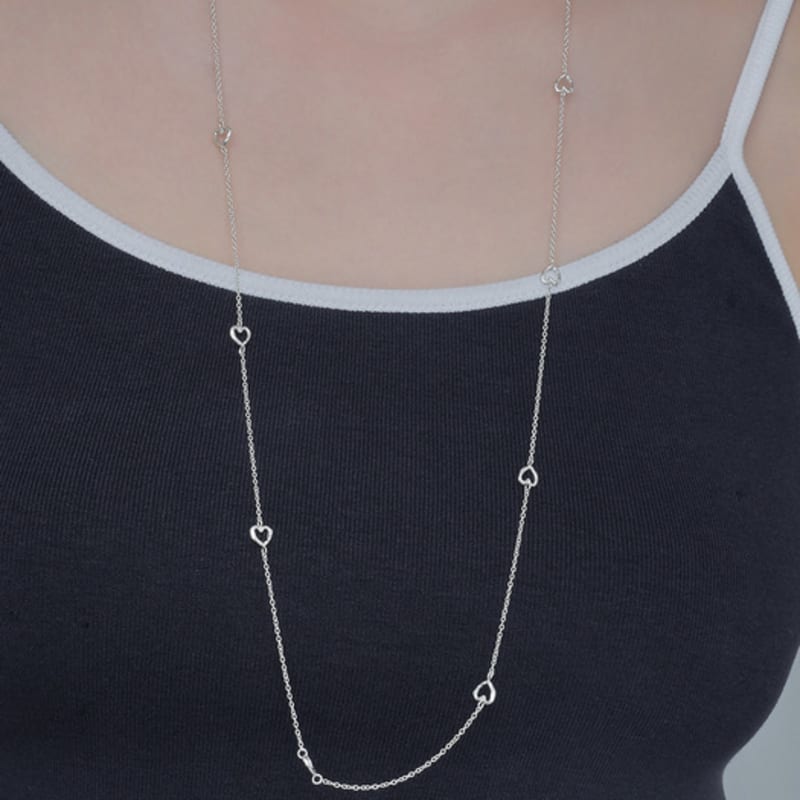 POSTLUDE [silver] ROUGH WIRE HEART CHAIN NECKLACE (LONG)