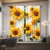2pcs, Oil Painting Sunflower White Wooden Curtains, Curtains Rod Pocket Window for Bedroom Living Room Kitchen Office Home Decor